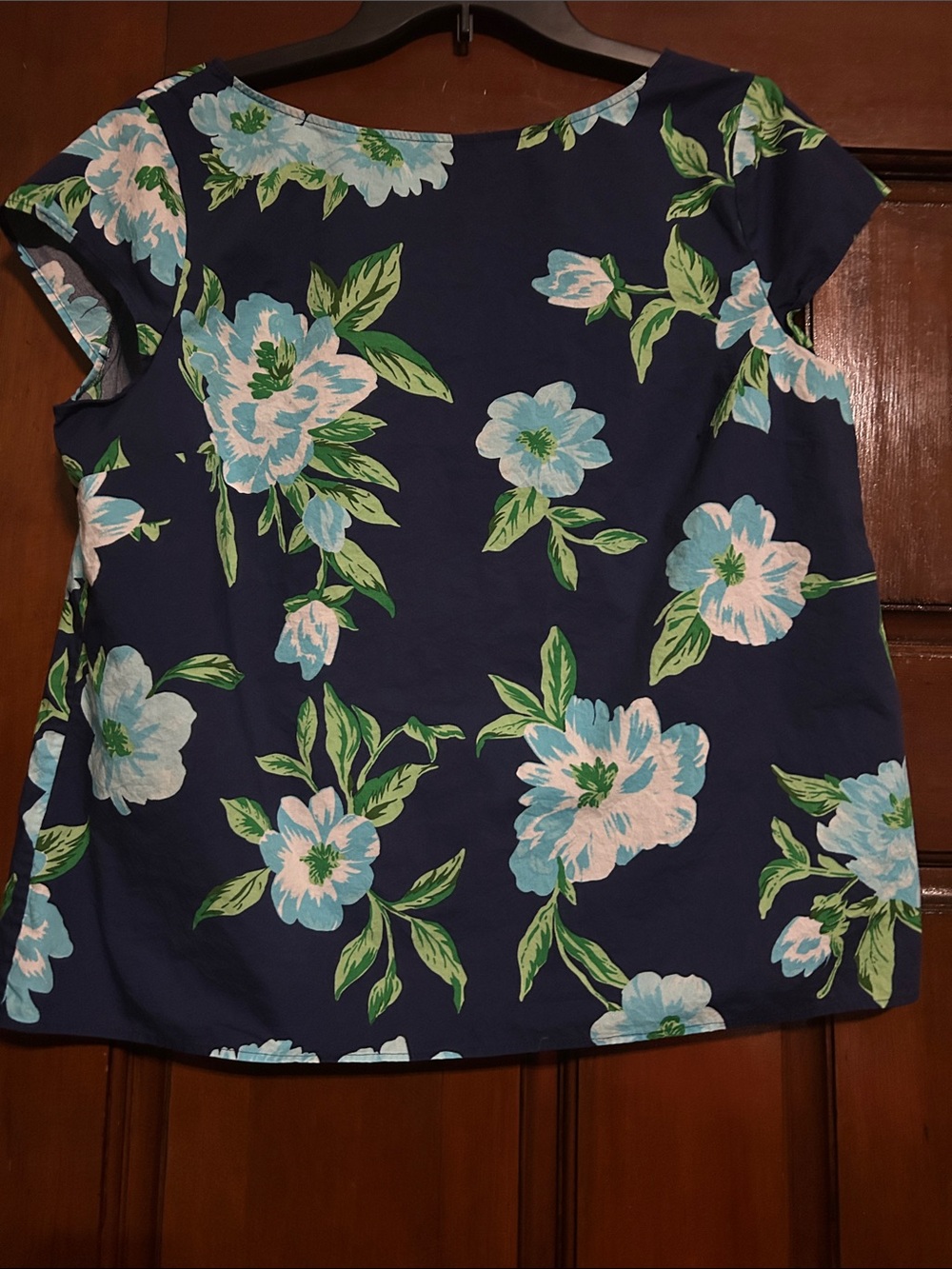 Talbots Navy Floral Short Sleeve Tunic